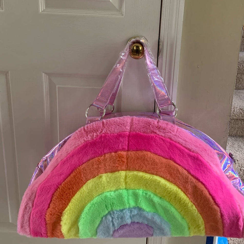 Club Exx Rainbow Iridescent Weekender Travel Tote Shoulder Bag NWT